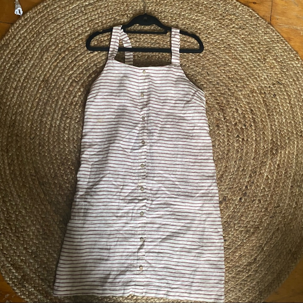 Red and white striped women’s button down dress